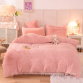 4-pcs set tempat tidur selimut bulu shaggy mewah padat